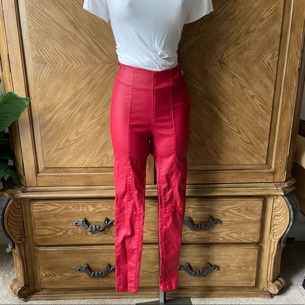 Redial Premium Denim Red Liquid Leggings
